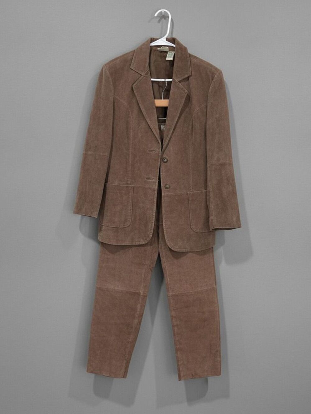 Vintage St. John’s Bay Genuine Suede Leather Pantsuit Set Brown Blazer + Pants